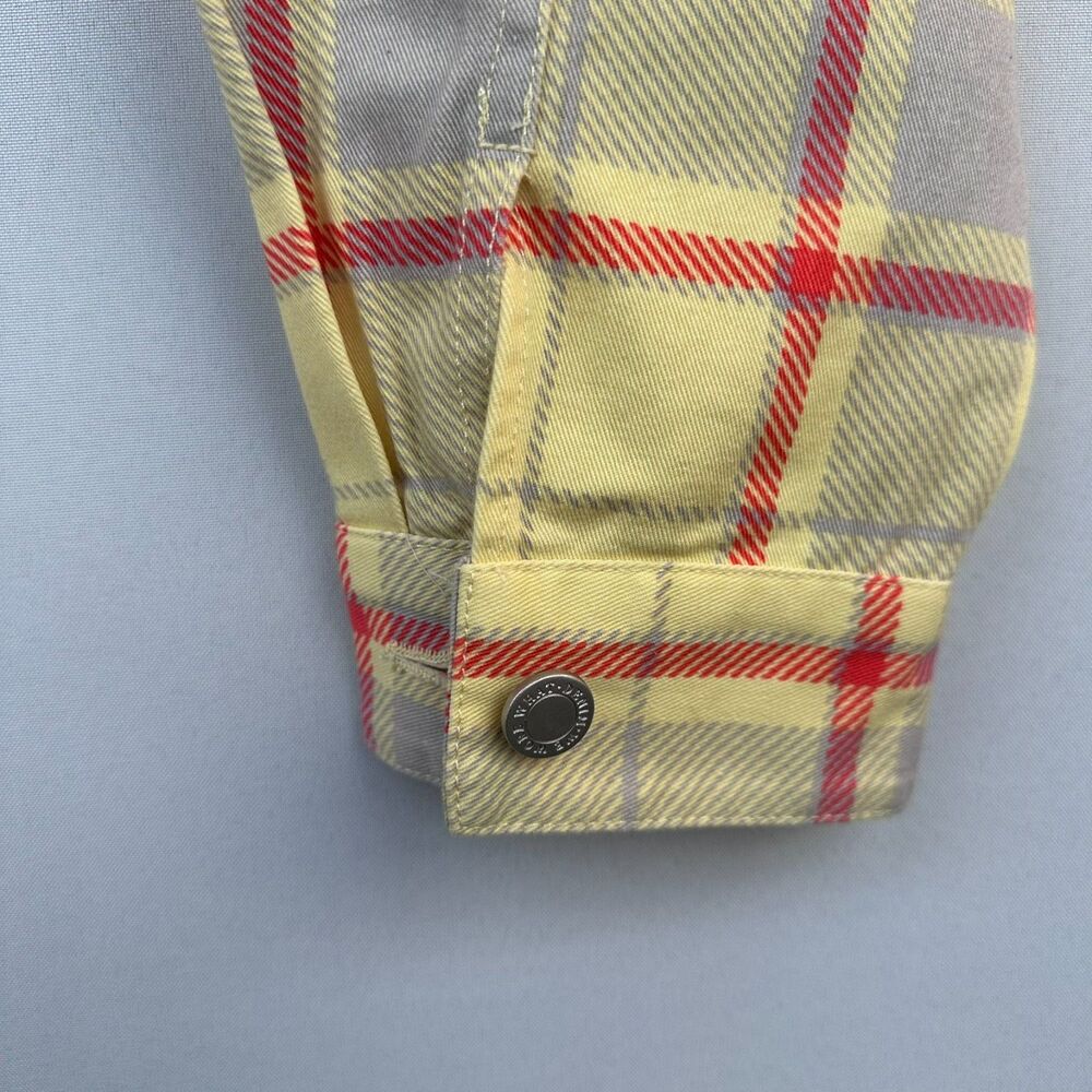 WeWoreWhat Plaid Cropped Jacket XS Yellow Red Cotton Shacket Utility Style - Picture 8 of 13